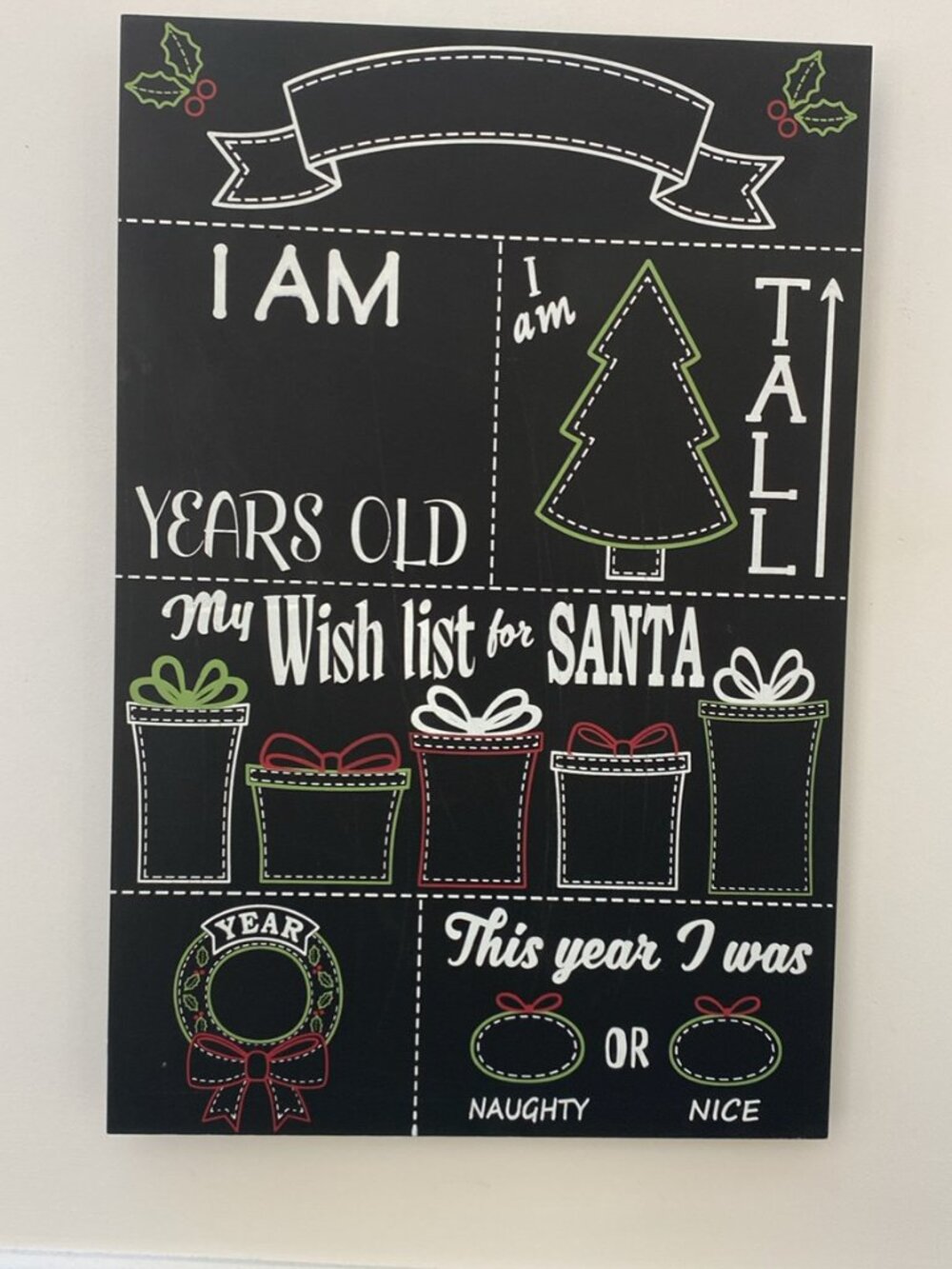 Christmas Chalkboard wishlist naughty or nice holiday decor photo prop
